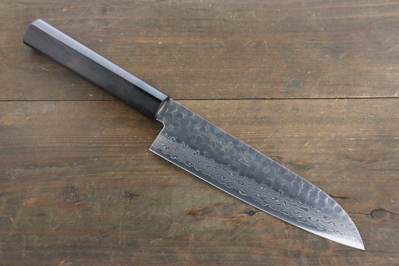 Sakai Takayuki 45 Layer Damascus Japanese Chef's Santoku Knife 180mm with Shitan Handle - Seisuke Knife
