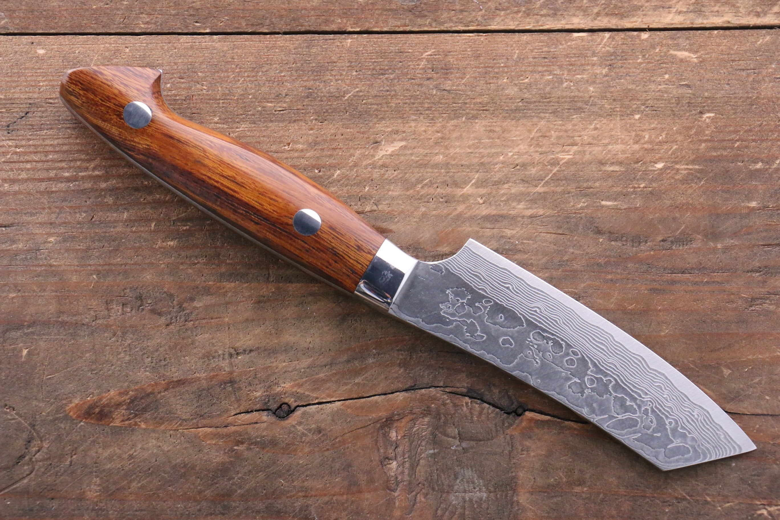 Kazuo Nomura VG10 Damascus Kiritsuke 90mm Ironwood Handle - Seisuke Knife