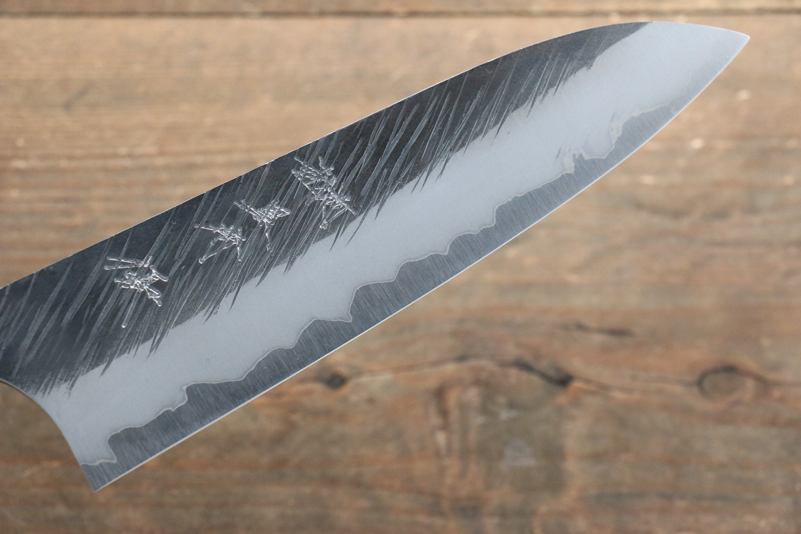 Yu Kurosaki Fujin Blue Super Hammered Gyuto 180mm Keyaki Elm Handle - Seisuke Knife