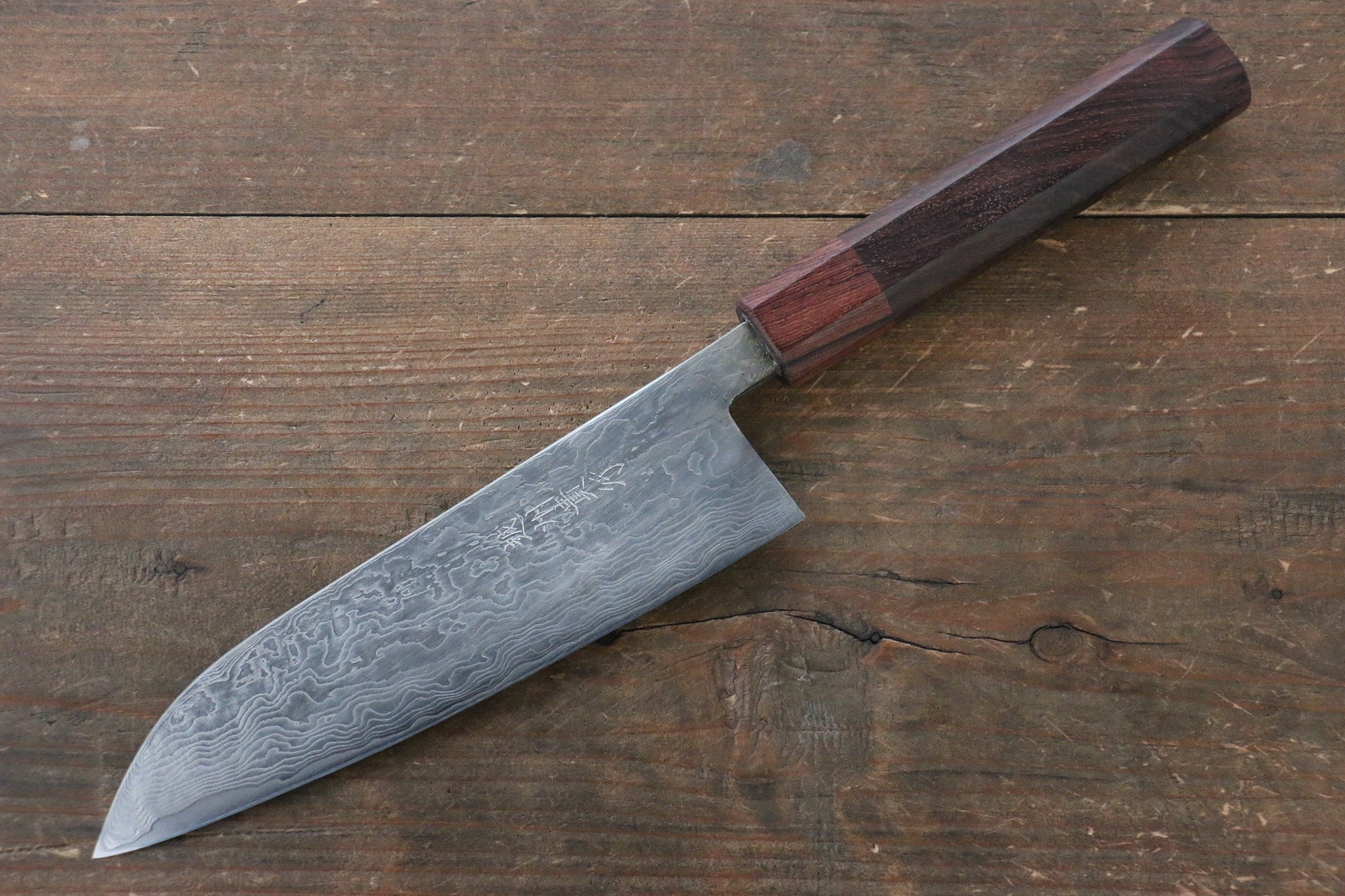Takayuki Iwai VG10 Fumon Damascus Series Santoku Japanese Chef Knife 165mm Washiki - Seisuke Knife