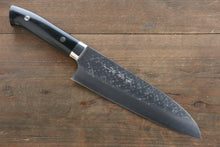  Takeshi Saji SRS13 Hammered Santoku 180mm Black Micarta Handle - Seisuke Knife