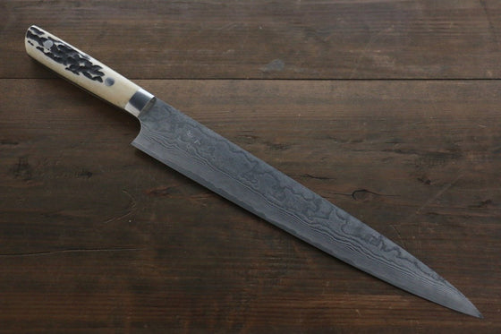 Takeshi Saji VG10 Damascus Sujihiki 270mm Cow Bone Handle - Seisuke Knife