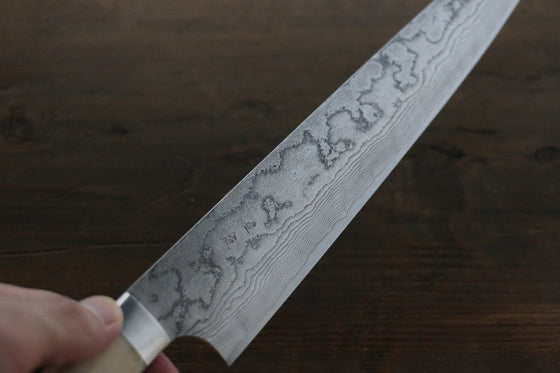 Takeshi Saji VG10 Damascus Sujihiki 270mm Cow Bone Handle - Seisuke Knife