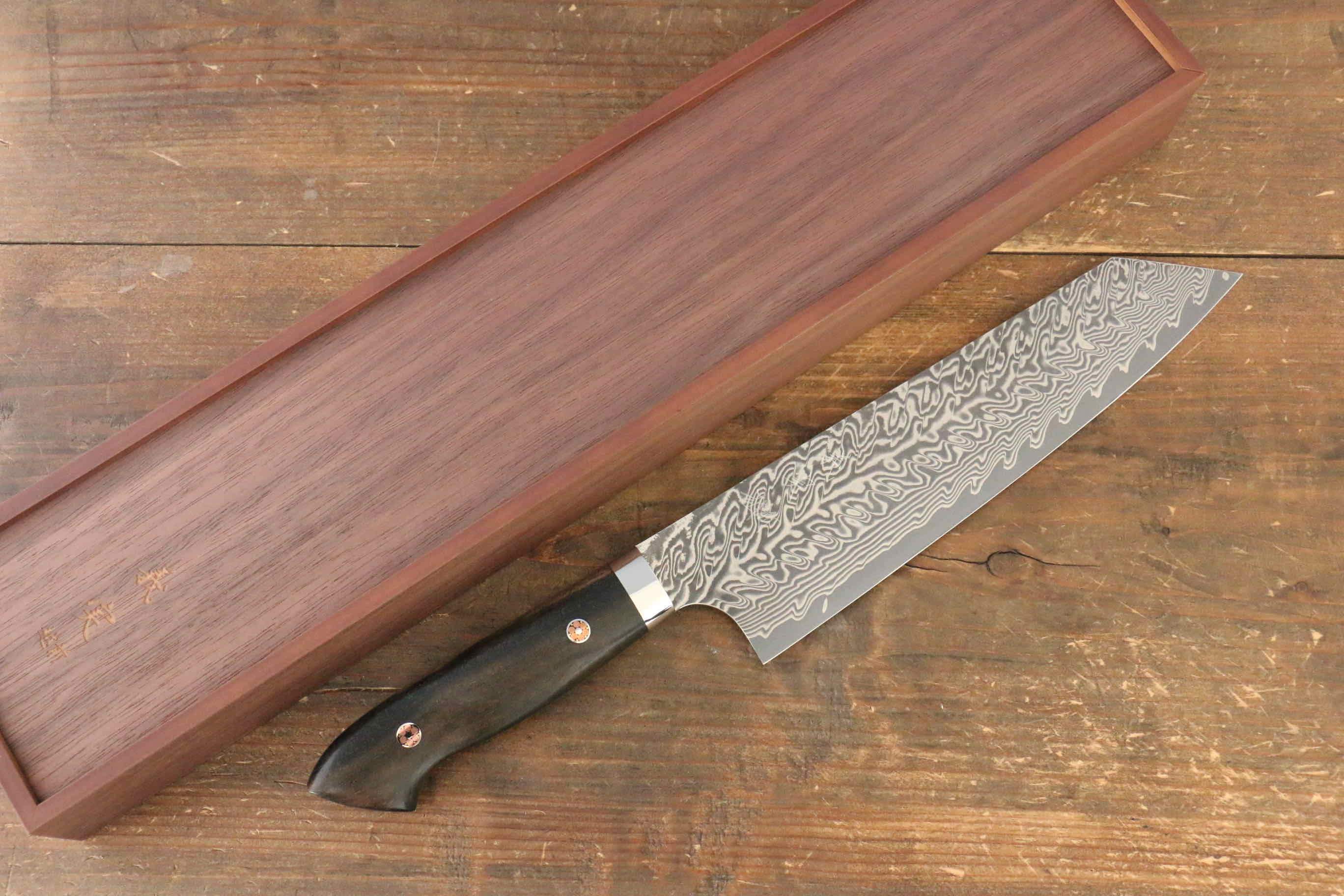 Yoshimi Kato SG2 Damascus Bunka 200mm with Black Persimmon Handle - Seisuke Knife