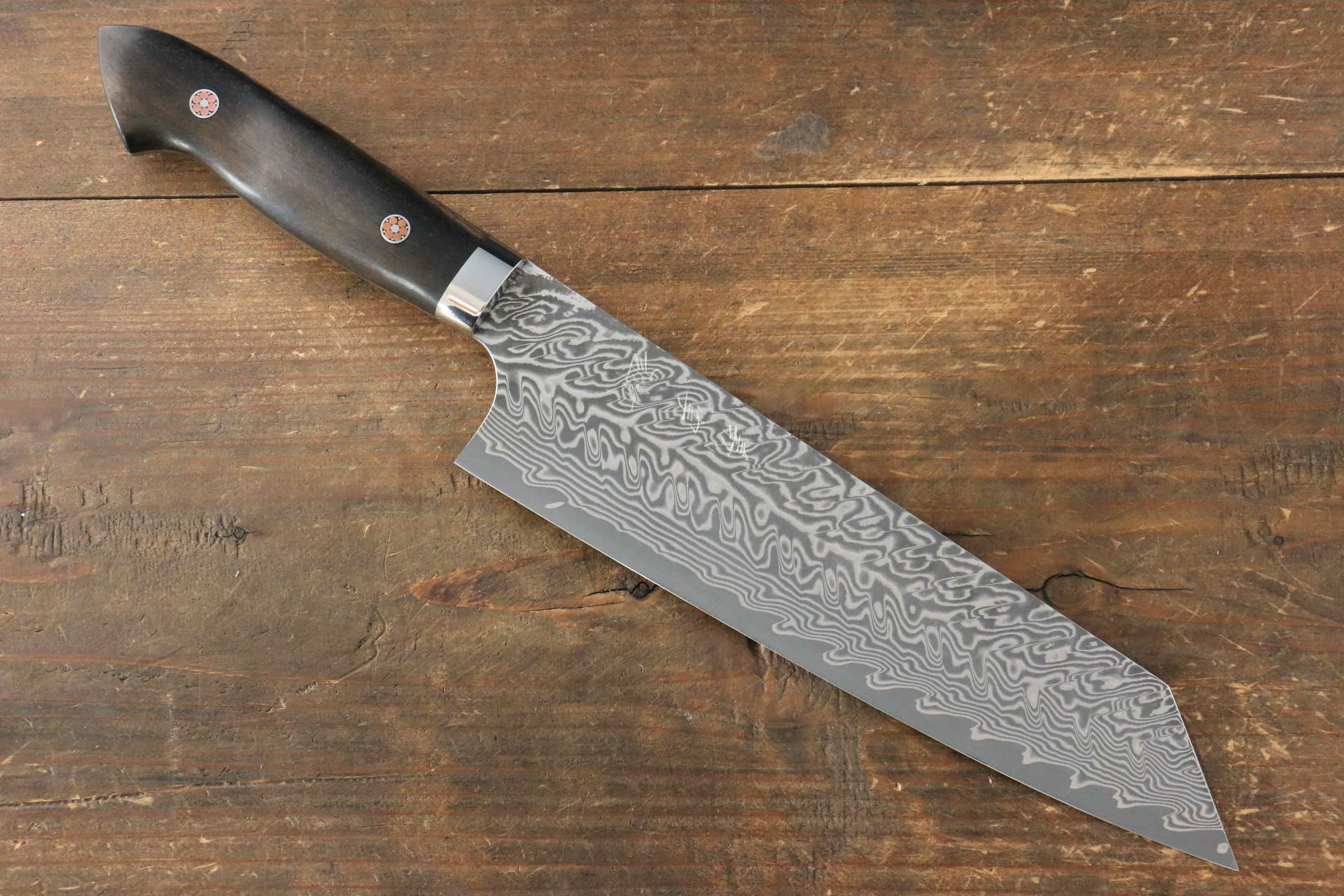 Yoshimi Kato SG2 Damascus Bunka 200mm with Black Persimmon Handle - Seisuke Knife