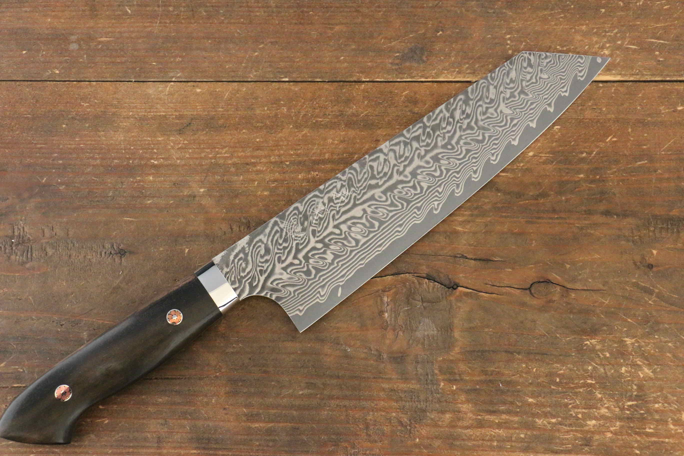 Yoshimi Kato SG2 Damascus Bunka 200mm with Black Persimmon Handle - Seisuke Knife