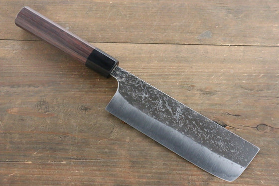 Yu Kurosaki Blue Super Clad Hammered Kurouchi Nakiri Japanese Chef Knife 165mm - Seisuke Knife