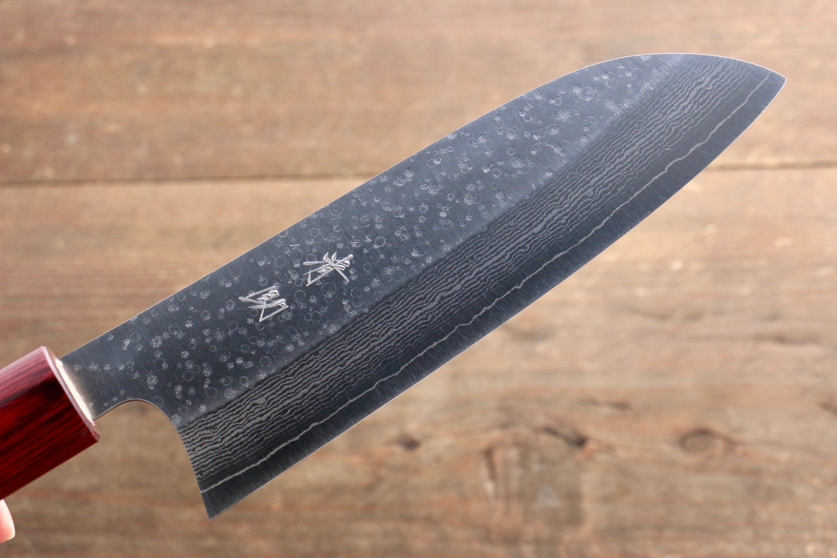 Seisuke VG10 16 Layer Hammered Damascus Santoku 165mm with Magnolia Handle - Seisuke Knife