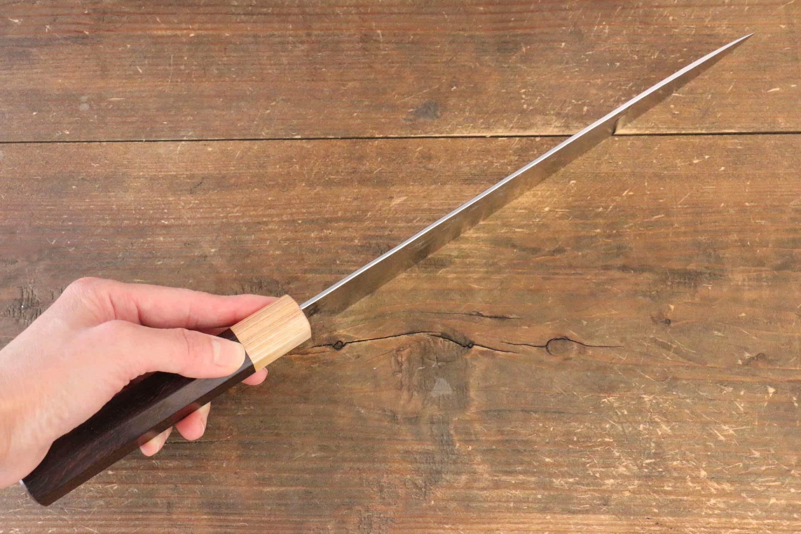 Yu Kurosaki Senko SG2 Hammered Sujihiki 240mm with Shitan Handle (Blonde Ferrule) - Seisuke Knife