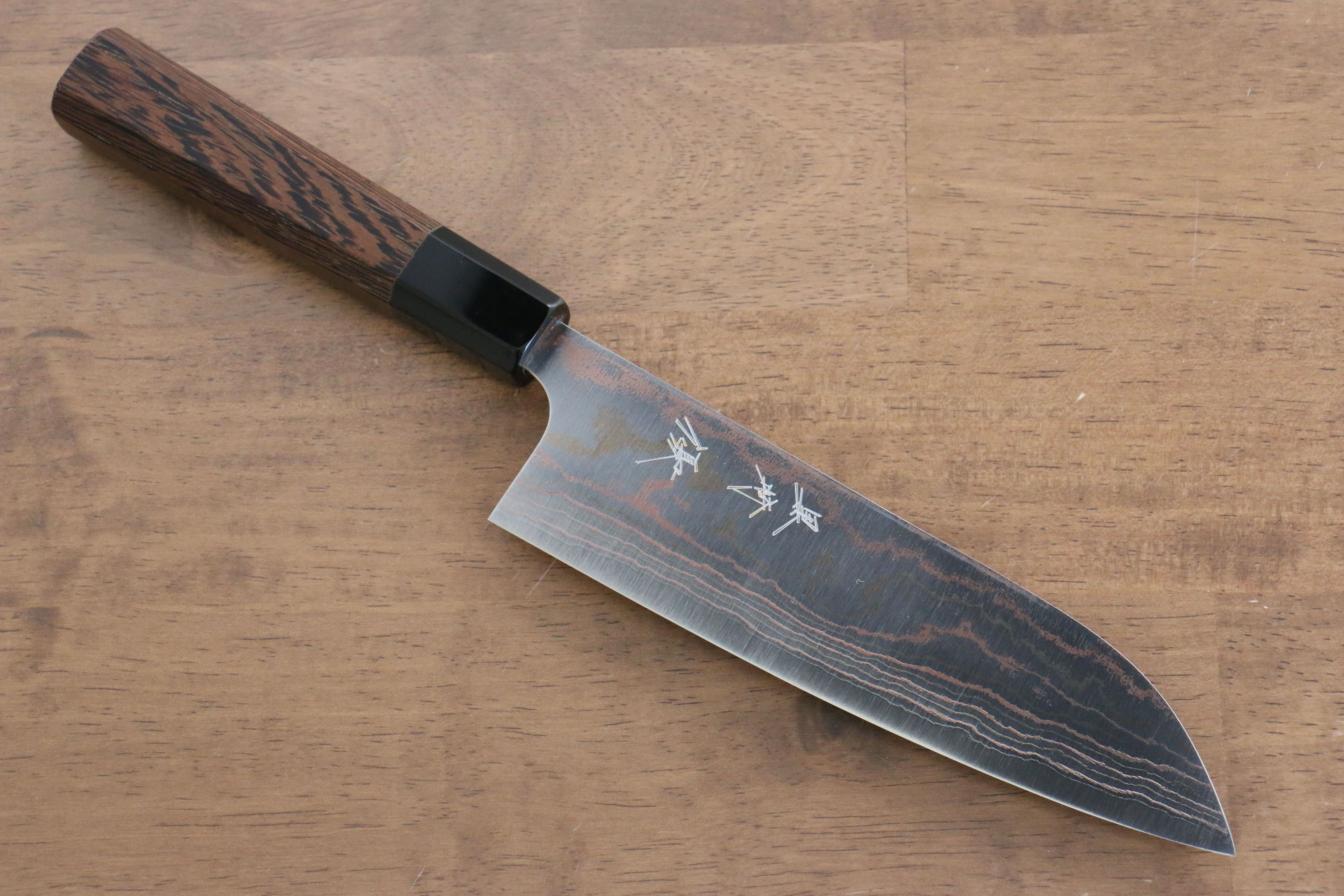 Yu Kurosaki Houou VG10 Colored Damascus Santoku 165mm Wenge Handle - Seisuke Knife