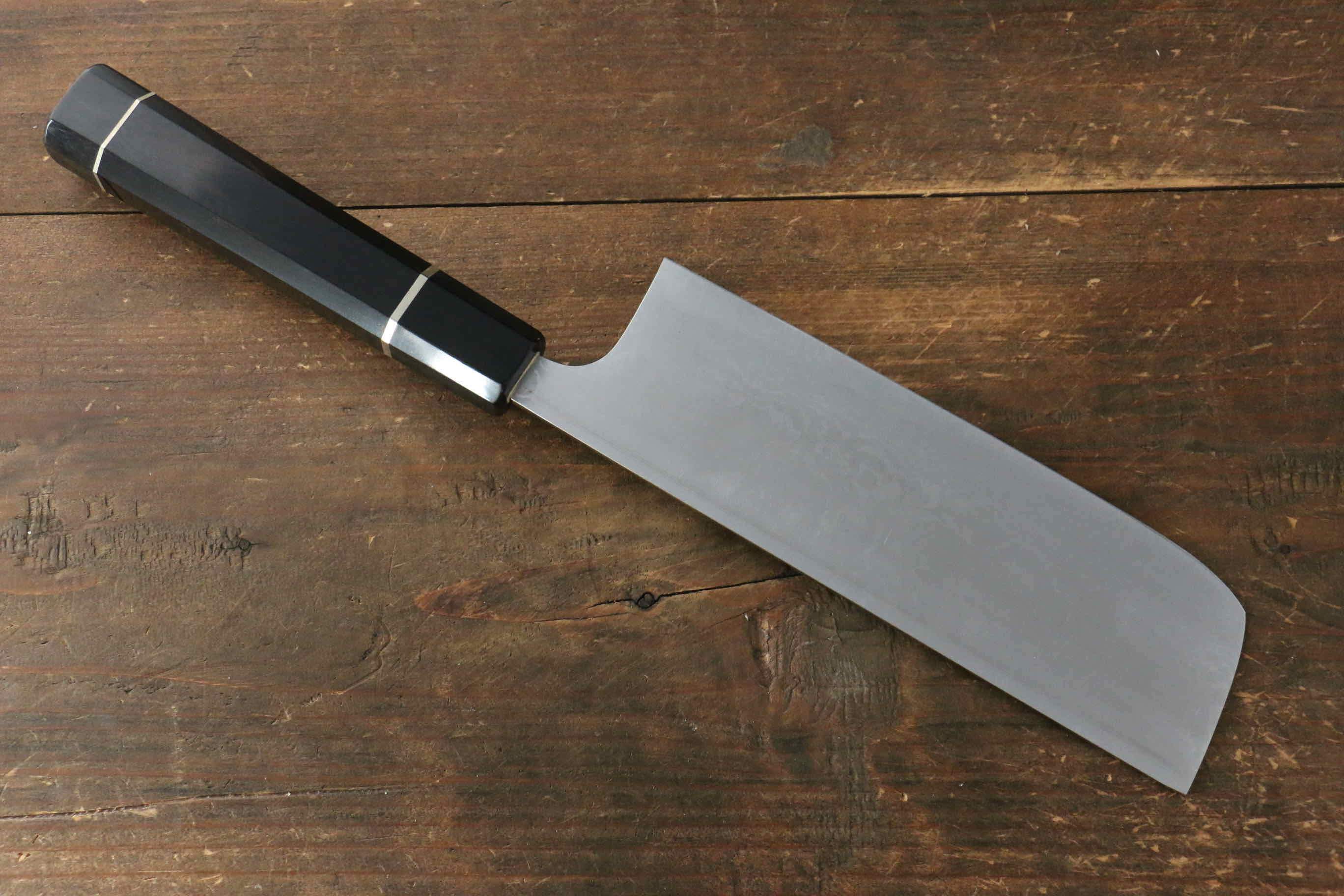 Makoto Kurosaki VG10 Damascus Nakiri 165mm Ebony & Double Ring Handle - Seisuke Knife