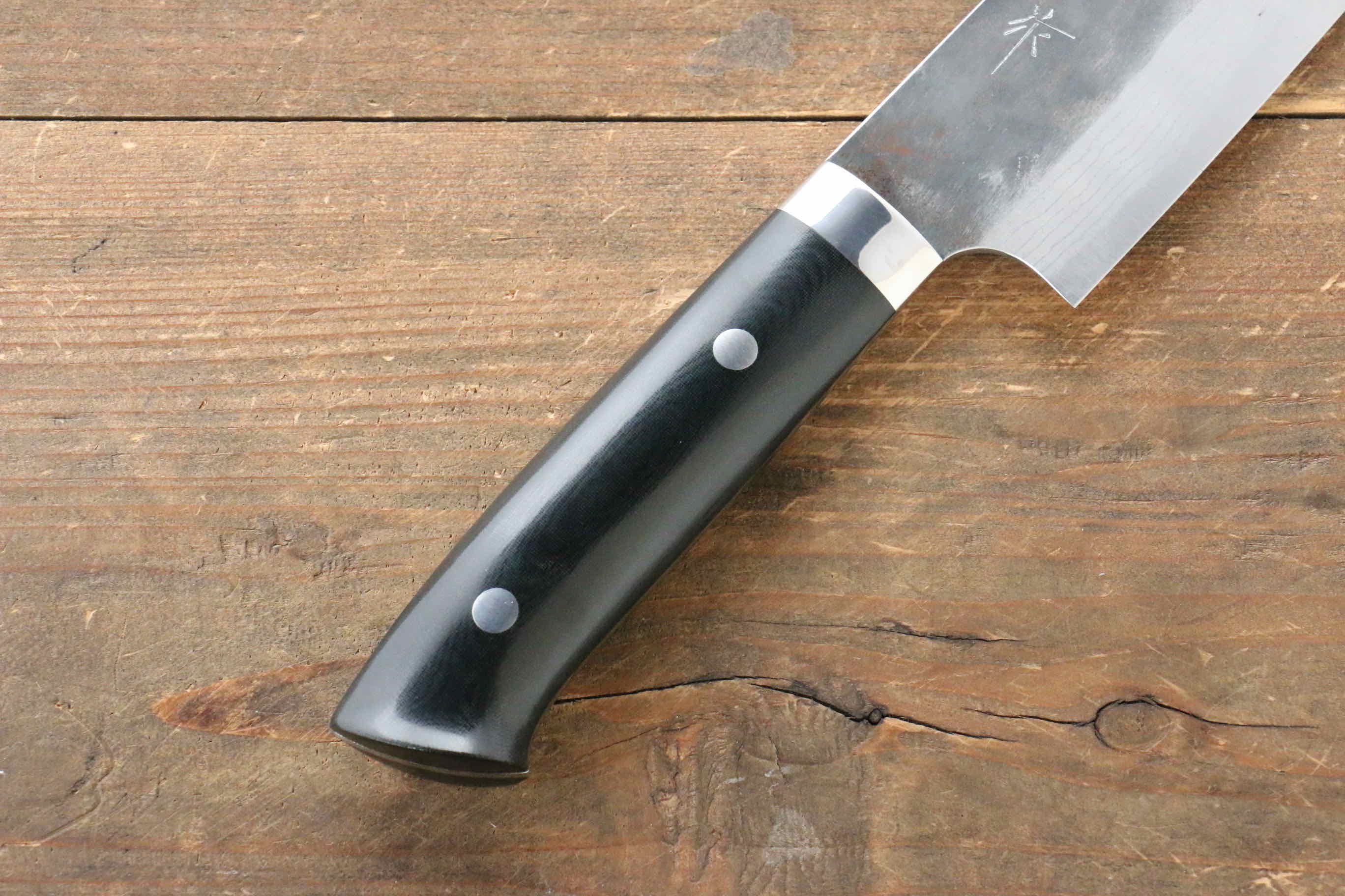 Takeshi Saji Blue Super Kurouchi Hammered Gyuto 240mm Black Micarta Handle - Seisuke Knife