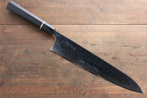 Takeshi Saji SG2 Mirrored Finish Damascus Gyuto 270mm Ebony with Ring Handle - Seisuke Knife