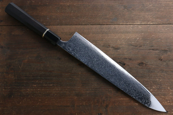 Takeshi Saji SG2 Mirrored Finish Damascus Gyuto 270mm Ebony with Ring Handle - Seisuke Knife