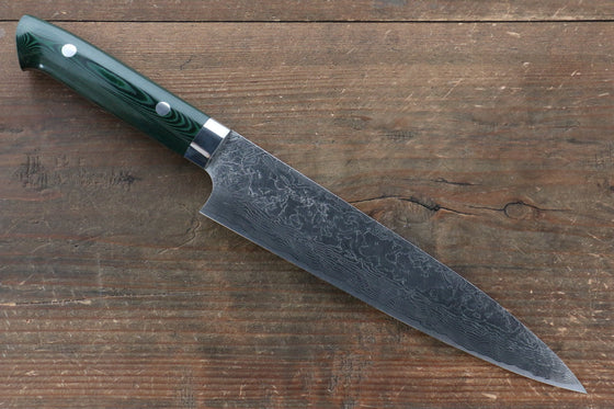 Takeshi Saji SG2 Diamond Finish Damascus Gyuto 210mm Green Micarta Handle - Seisuke Knife