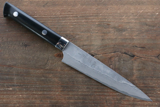 Takeshi Saji VG10 Black Damascus Petty-Utility 135mm Black Micarta Handle with Sheath - Seisuke Knife