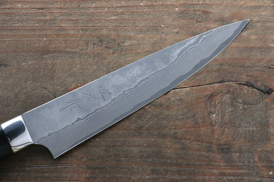 Takeshi Saji VG10 Black Damascus Petty-Utility 135mm Black Micarta Handle with Sheath - Seisuke Knife