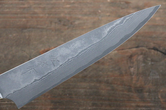 Takeshi Saji VG10 Black Damascus Petty-Utility 135mm Black Micarta Handle with Sheath - Seisuke Knife