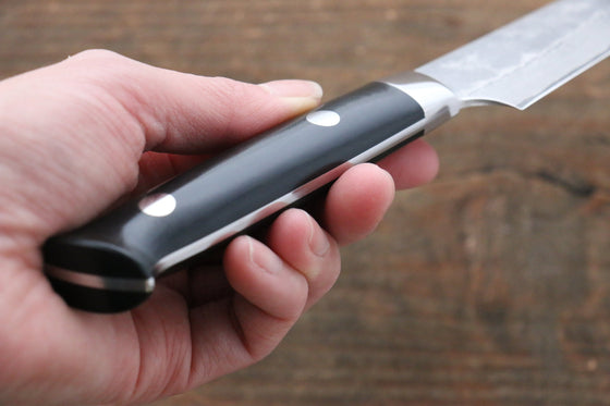 Takeshi Saji VG10 Black Damascus Petty-Utility 135mm Black Micarta Handle with Sheath - Seisuke Knife