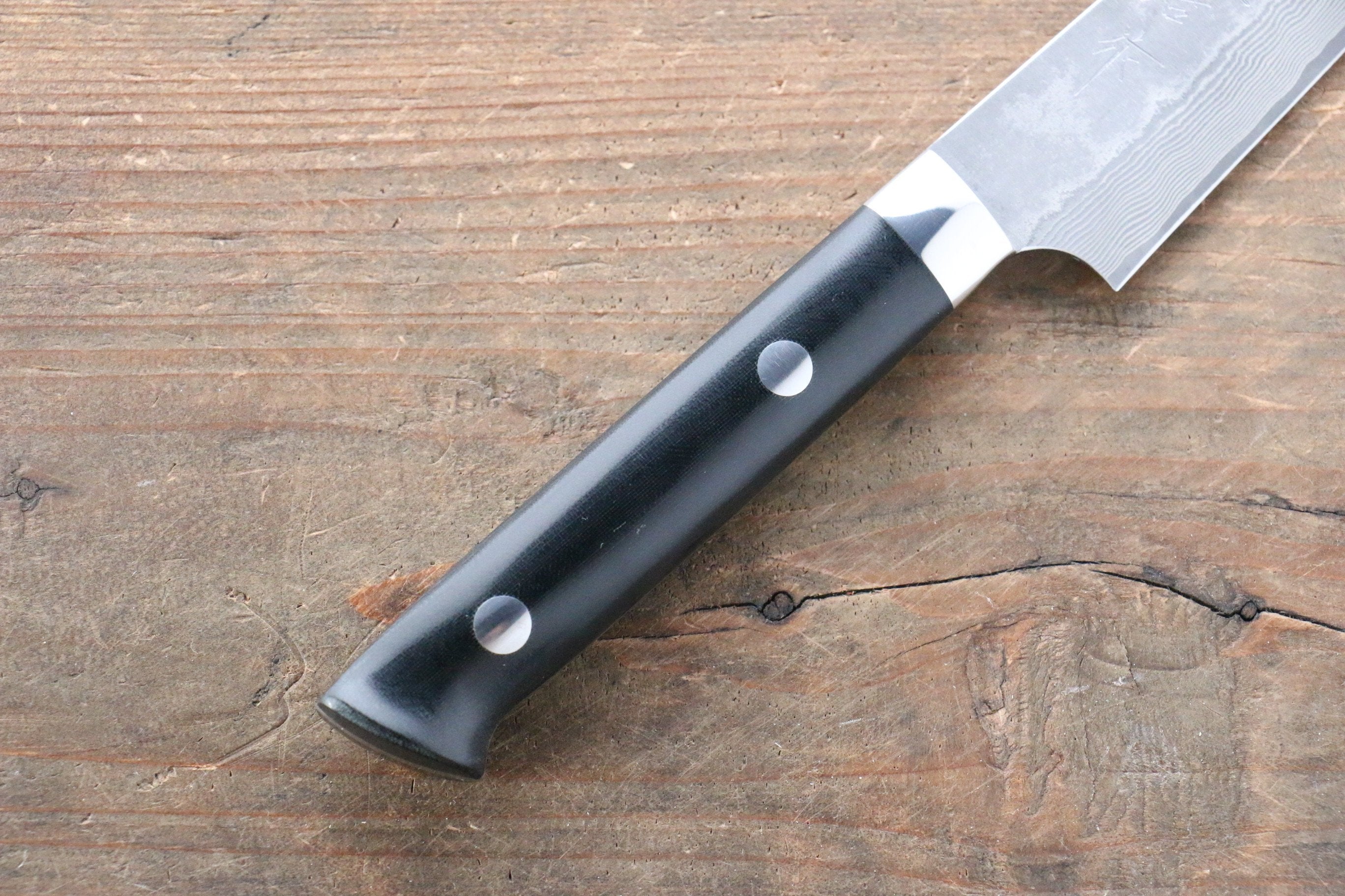 Takeshi Saji VG10 Black Damascus Petty-Utility 135mm Black Micarta Handle with Sheath - Seisuke Knife