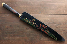  Takeshi Saji Maki-e Art Blue Steel No.2 Colored Damascus Gyuto 240mm Lacquered Handle with Sheath - Seisuke Knife