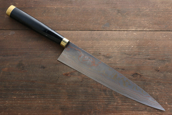 Takeshi Saji Maki-e Art Blue Steel No.2 Colored Damascus Gyuto 240mm Lacquered Handle with Sheath - Seisuke Knife