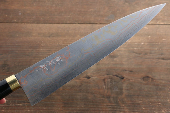 Takeshi Saji Maki-e Art Blue Steel No.2 Colored Damascus Gyuto 240mm Lacquered Handle with Sheath - Seisuke Knife