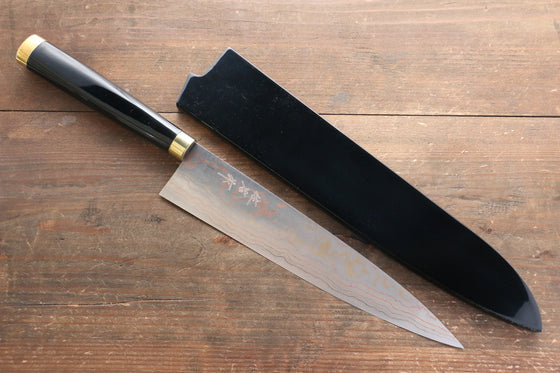 Takeshi Saji Maki-e Art Blue Steel No.2 Colored Damascus Gyuto 240mm Lacquered Handle with Sheath - Seisuke Knife