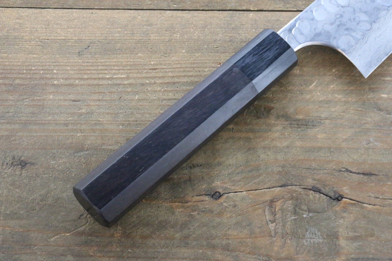 Seisuke Blue Steel No.2 Hammered Damascus Gyuto 210mm Shitan Handle - Seisuke Knife