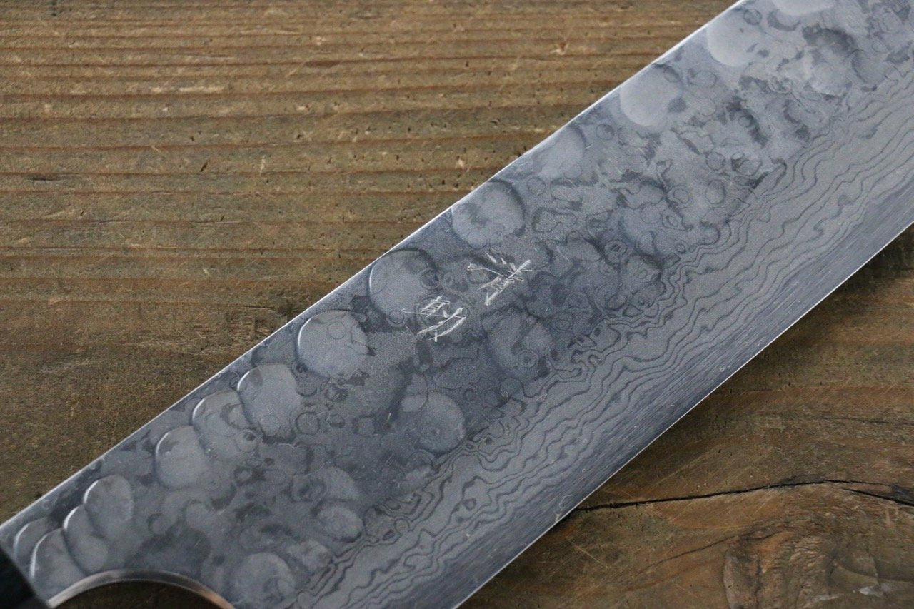 Seisuke Blue Steel No.2 Hammered Damascus Gyuto 210mm Shitan Handle - Seisuke Knife