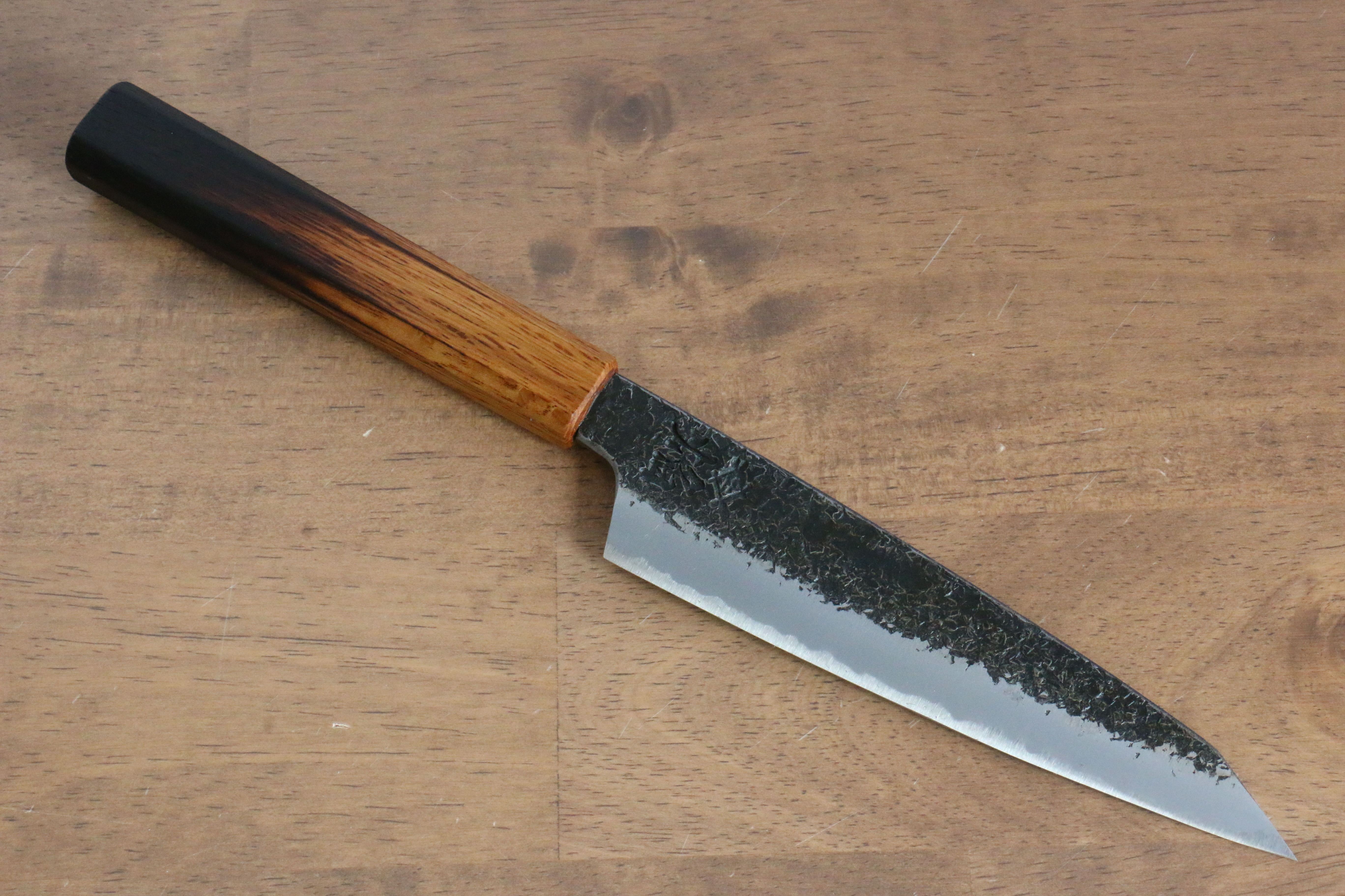 Sakai Takayuki Homura Guren Blue Steel No.2 Kurouchi Hammered Kiritsuke Petty-Utility 150mm Burnt Oak Handle - Seisuke Knife