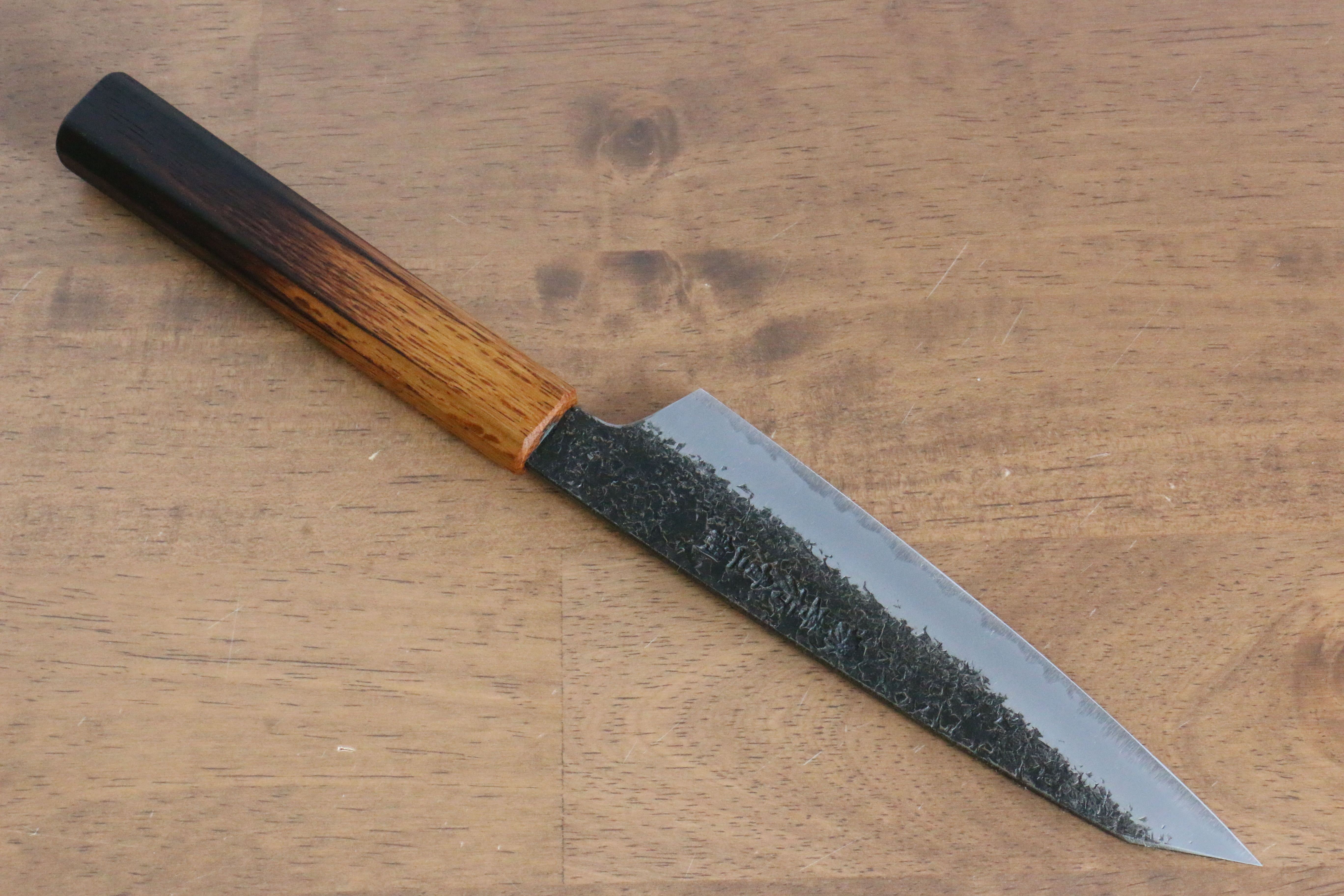 Sakai Takayuki Homura Guren Blue Steel No.2 Kurouchi Hammered Kiritsuke Petty-Utility 150mm Burnt Oak Handle - Seisuke Knife