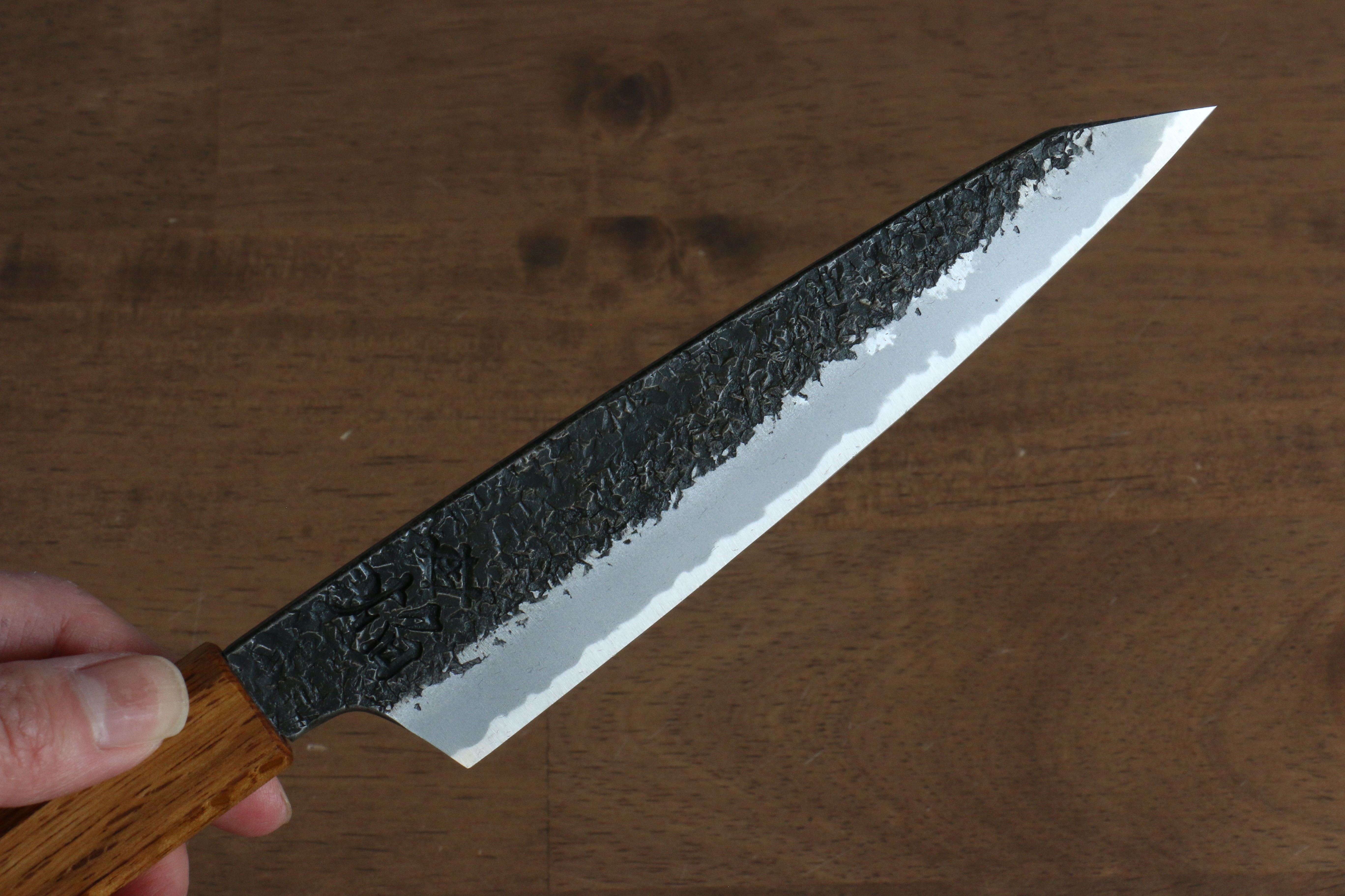 Sakai Takayuki Homura Guren Blue Steel No.2 Kurouchi Hammered Kiritsuke Petty-Utility 150mm Burnt Oak Handle - Seisuke Knife