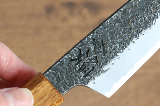 Sakai Takayuki Homura Guren Blue Steel No.2 Kurouchi Hammered Kiritsuke Petty-Utility 150mm with Burnt Oak Handle - Seisuke Knife