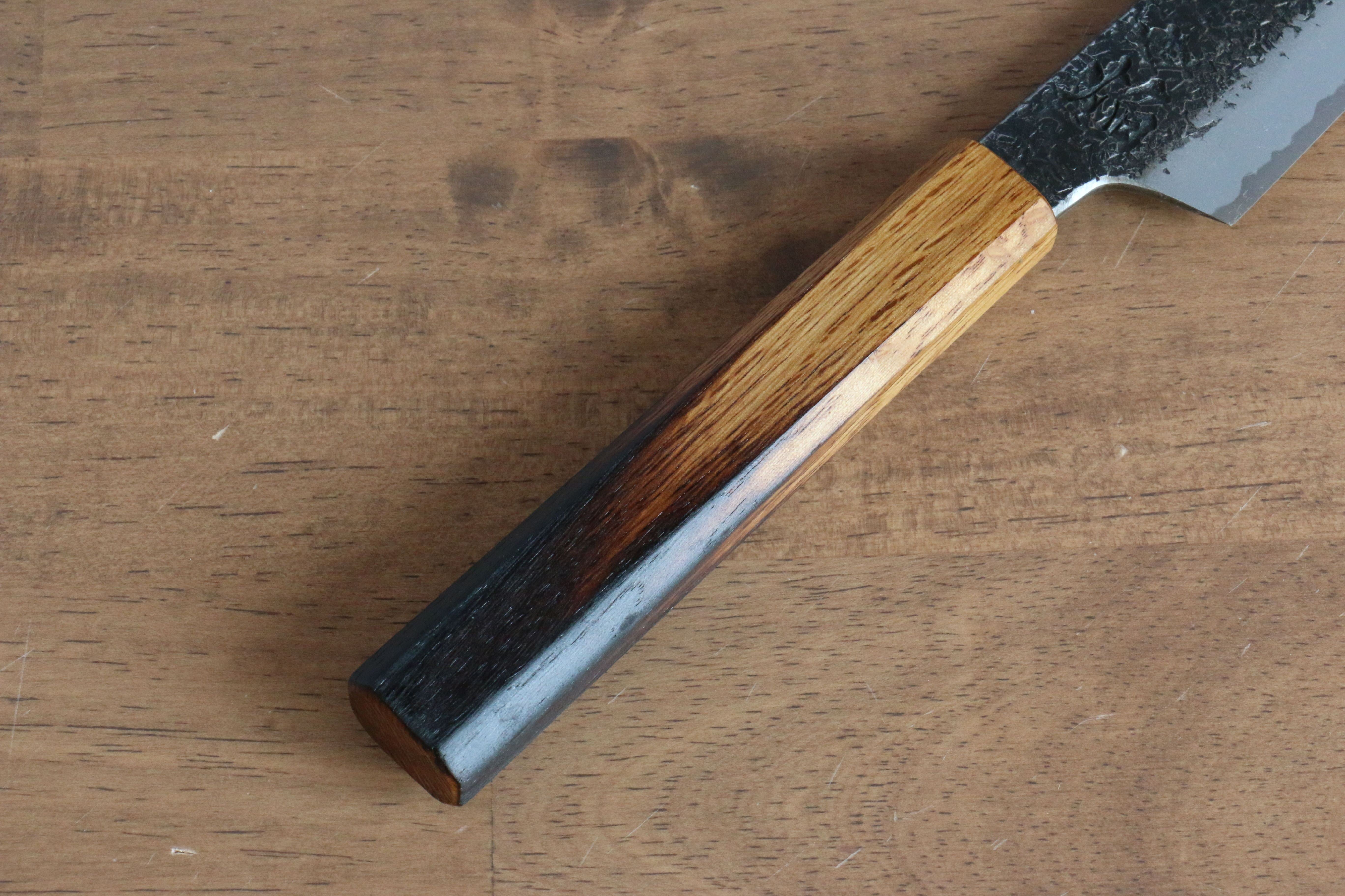 Sakai Takayuki Homura Guren Blue Steel No.2 Kurouchi Hammered Kiritsuke Petty-Utility 150mm Burnt Oak Handle - Seisuke Knife