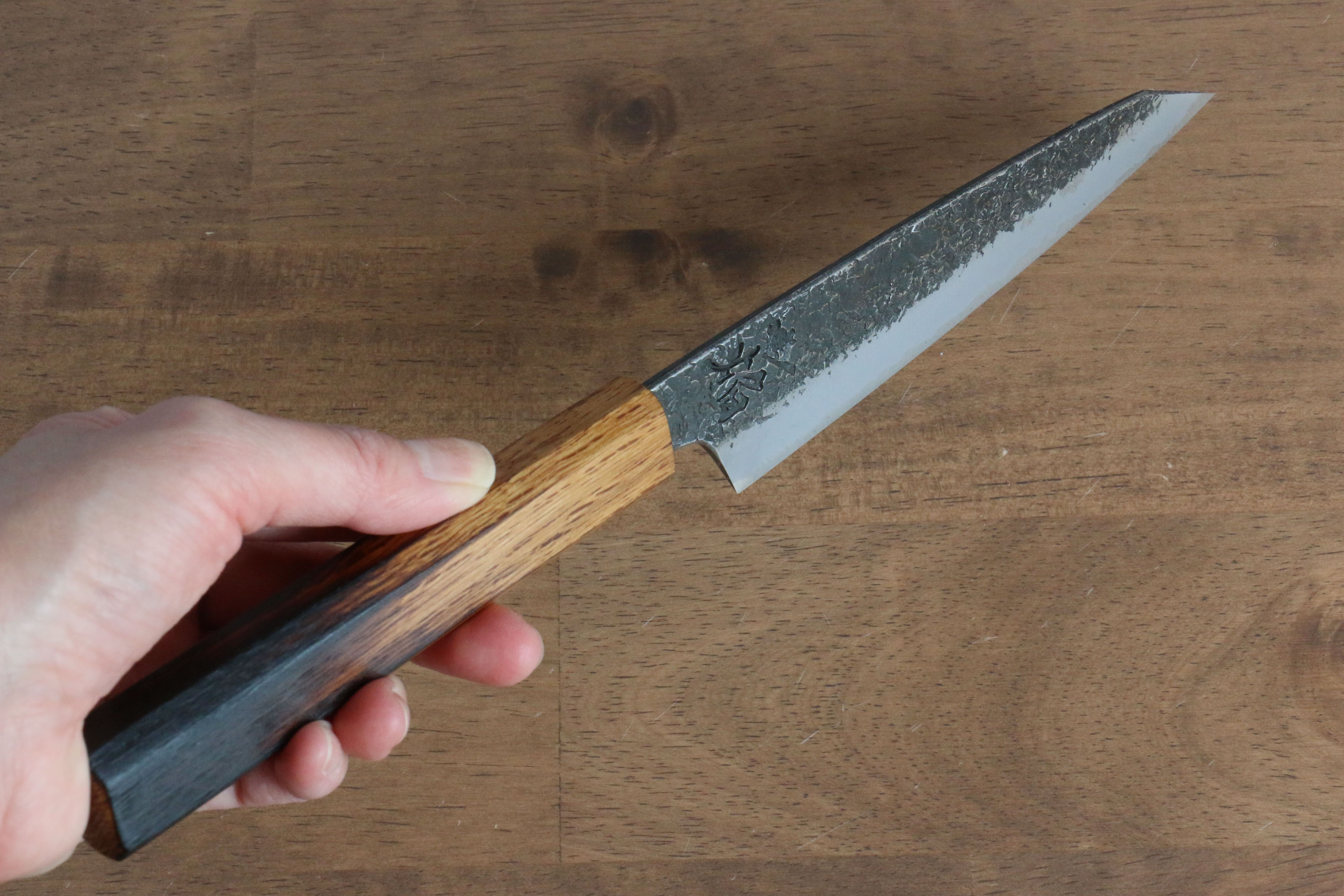 Sakai Takayuki Homura Guren Blue Steel No.2 Kurouchi Hammered Kiritsuke Petty-Utility 150mm Burnt Oak Handle - Seisuke Knife