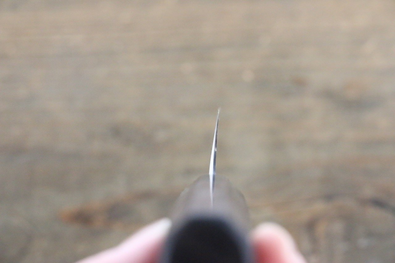 Seisuke Blue Steel No.2 Hammered Damascus Petty-Utility 150mm Shitan Handle - Seisuke Knife