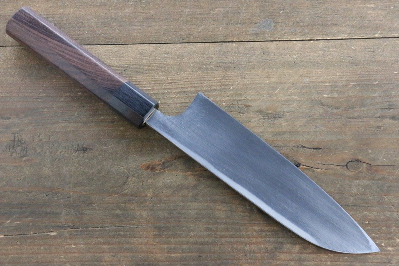 Seisuke Blue Steel No.2 Hammered Kurouchi Santoku 180mm Shitan Handle - Seisuke Knife