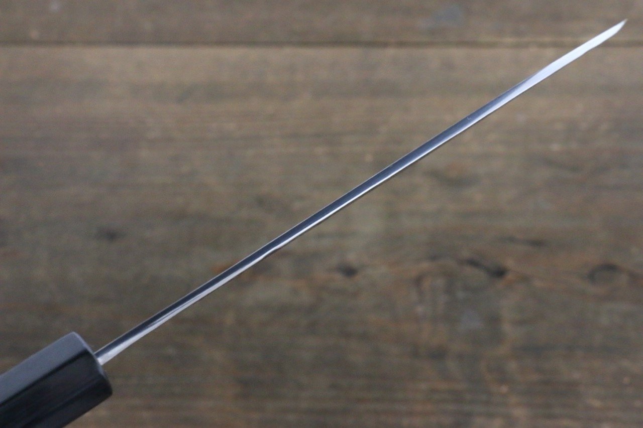 Seisuke Blue Steel No.2 Hammered Kurouchi Santoku 165mm Shitan Handle - Seisuke Knife