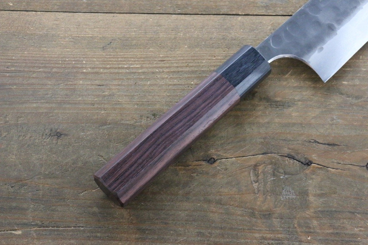 Seisuke Blue Steel No.2 Hammered Kurouchi Gyuto 210mm Shitan Handle - Seisuke Knife