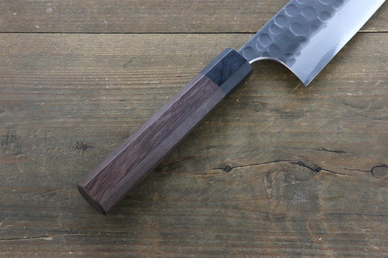 Seisuke Blue Steel No.2 Hammered Kurouchi Gyuto 240mm Shitan Handle - Seisuke Knife