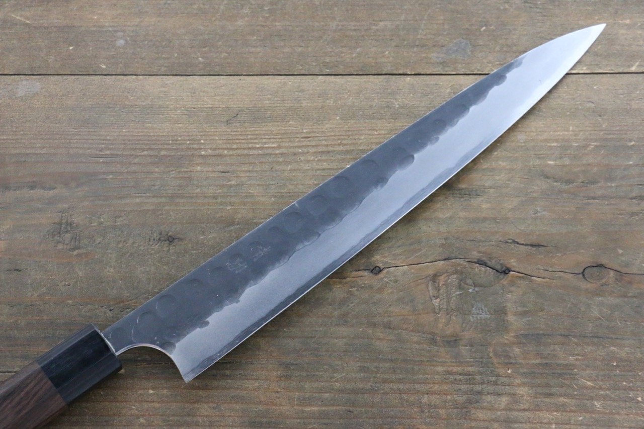 Seisuke Blue Steel No.2 Hammered Kurouchi Yanagiba 270mm Shitan Handle - Seisuke Knife