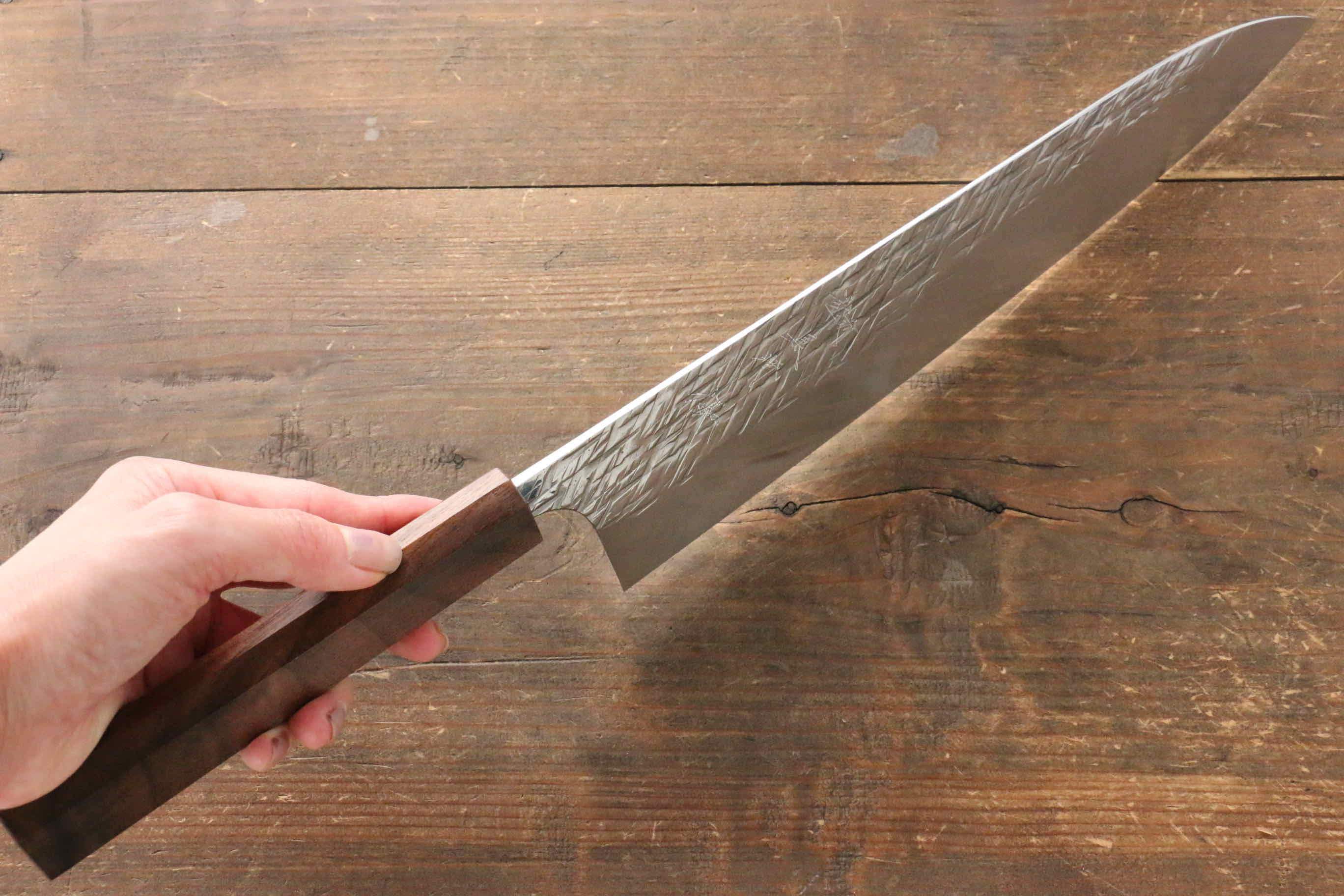 Yu Kurosaki Raijin Cobalt Special Steel Hammered Gyuto 270mm Walnut Handle - Seisuke Knife