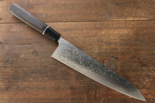  Takeshi Saji SG2 Diamond Finish Damascus Gyuto 240mm Ebony with Double Ring Handle - Seisuke Knife