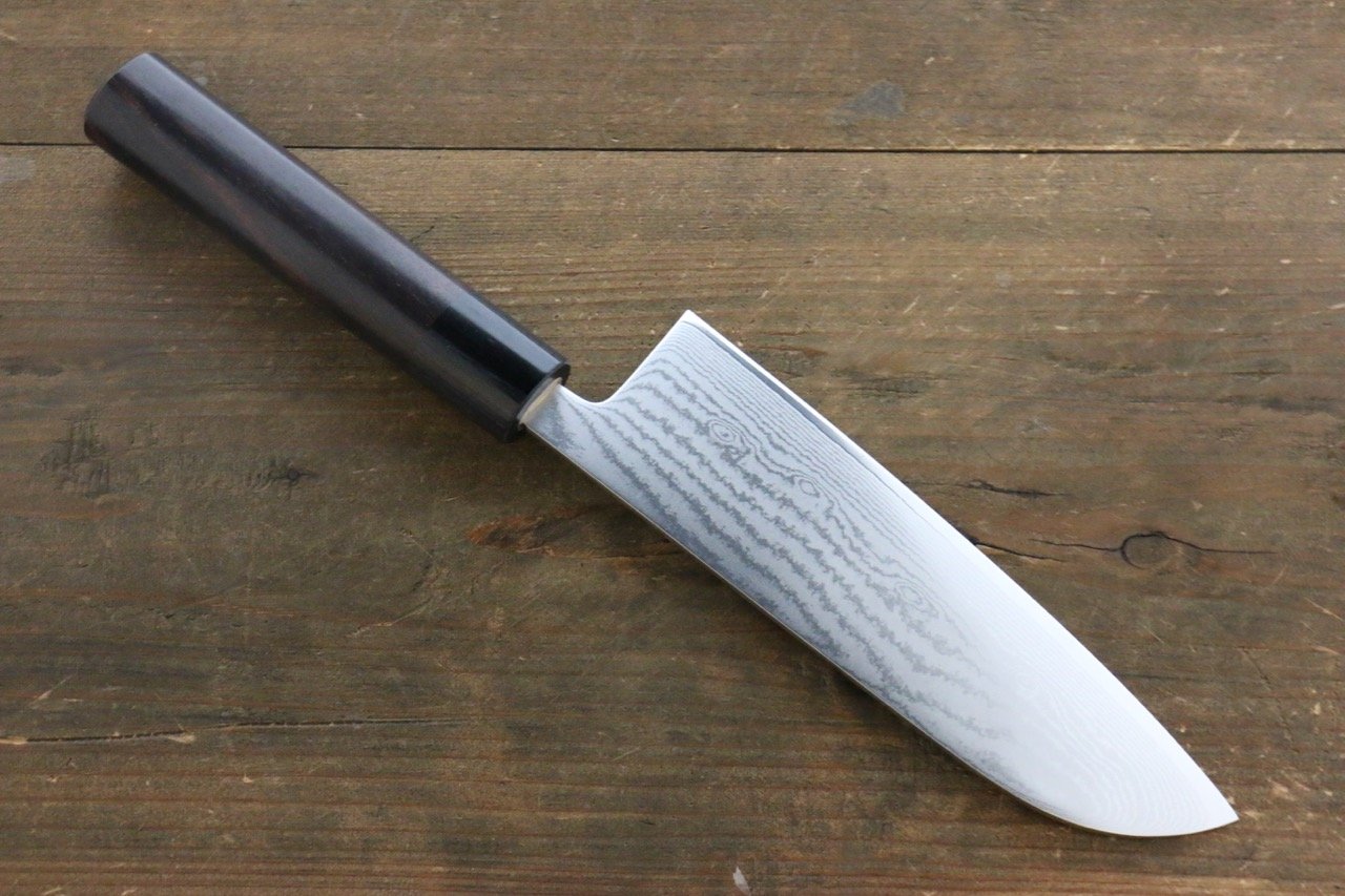 Seisuke VG10 63 Layer Damascus Santoku 165mm Shitan Handle - Seisuke Knife