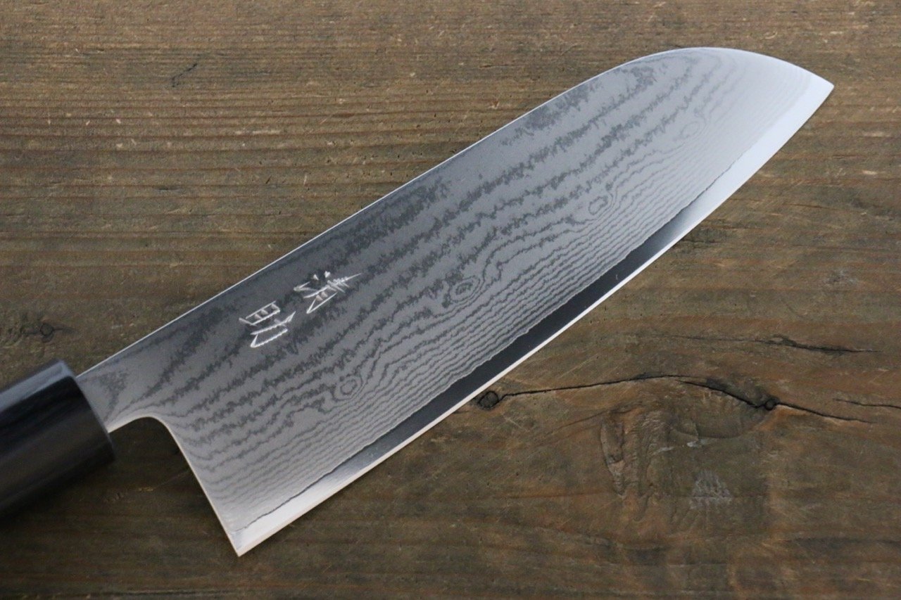Seisuke VG10 63 Layer Damascus Santoku 165mm Shitan Handle - Seisuke Knife