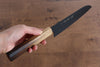 Sakai Takayuki Kurokage VG10 Hammered Teflon Coating Santoku 170mm Burnt Oak Handle - Seisuke Knife - Slide 7