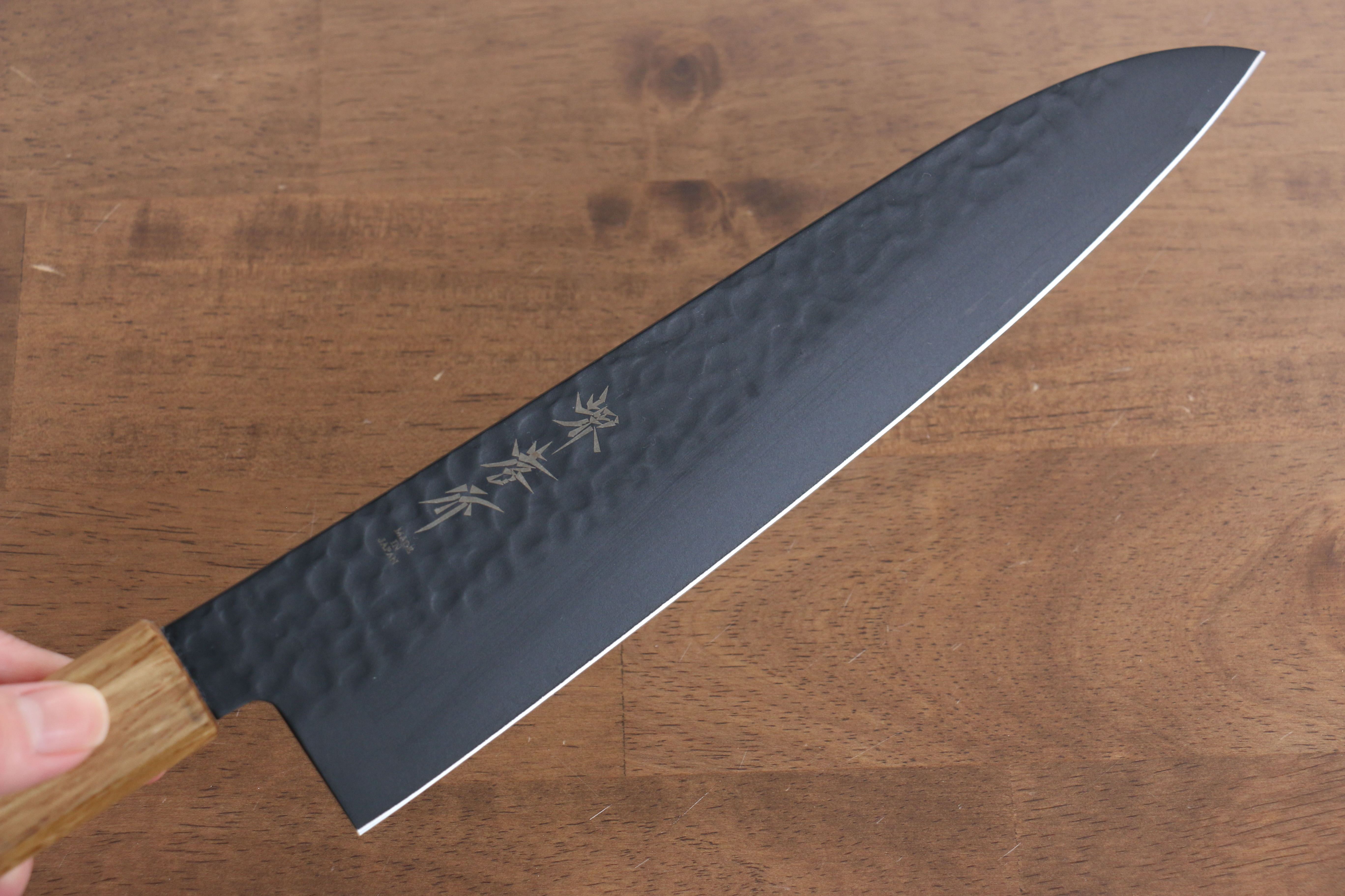 Sakai Takayuki Kurokage VG10 Hammered Teflon Coating Gyuto 240mm Burnt Oak Handle - Seisuke Knife