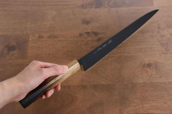 Sakai Takayuki Kurokage VG10 Hammered Teflon Coating Gyuto 240mm Burnt Oak Handle - Seisuke Knife