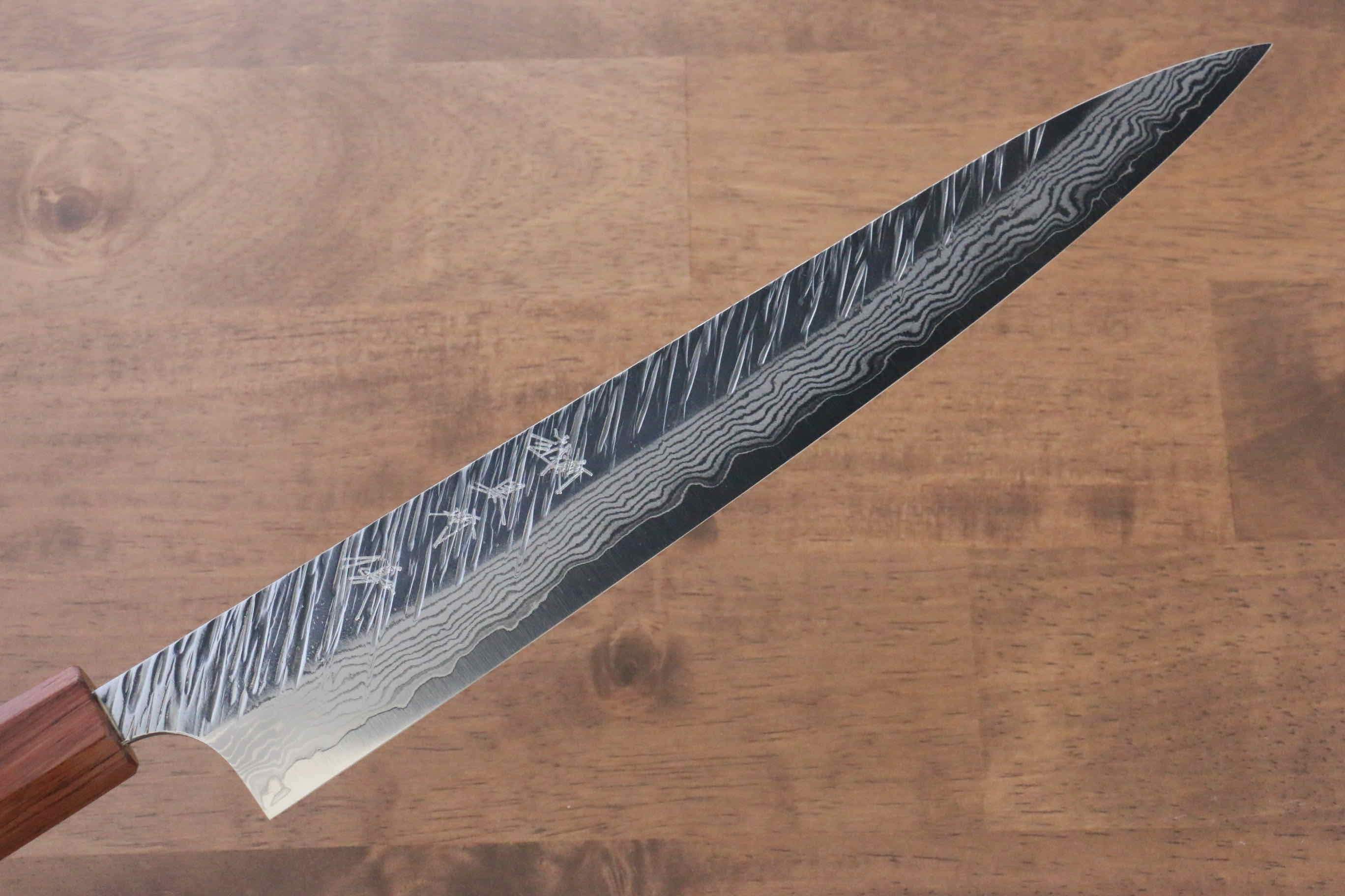 Yu Kurosaki Fujin VG10 Hammered Sujihiki 270mm Maple(With turquoise ring Brown) Handle - Seisuke Knife